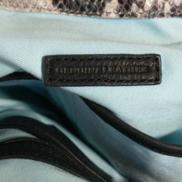 Cynthia Rowley Black Gray Snakeskin print all Leather bag With Shoulder Strap - Picture 12 of 16